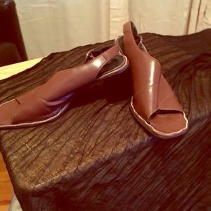 Leather chunky heel